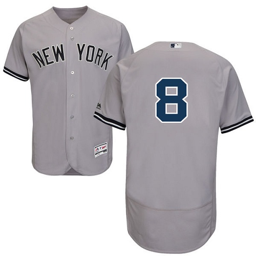 Yankees #8 Yogi Berra Grey Flexbase Authentic Collection Stitched MLB Jersey - Click Image to Close